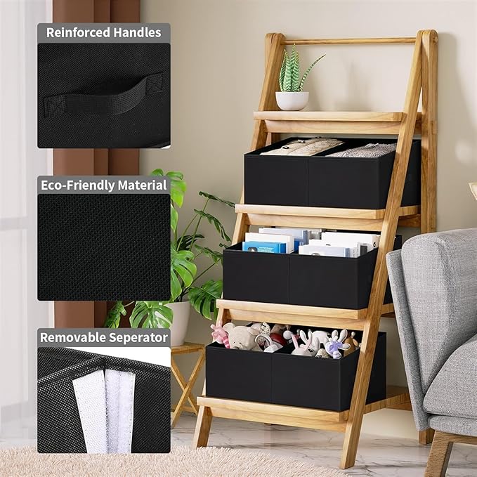 DIMJ Trapezoid Storage Bins for clothes - 4 Packs Closet Organizers and Storage Baskets, Foldable Closet Baskets with Handles