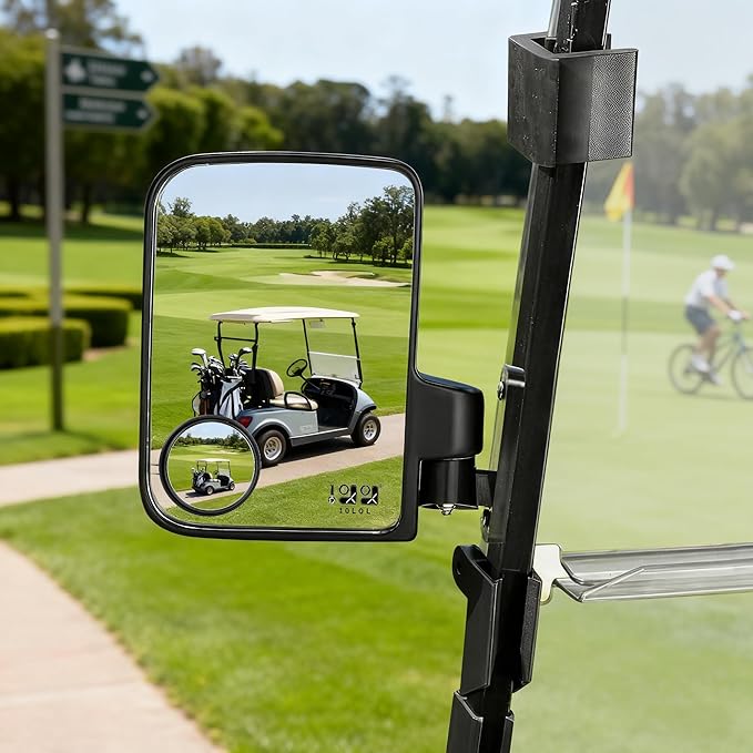 10L0L Golf Cart Mirror, Extra Large Side Rear View Universal for Yamaha, Club Car, EZGO, Folding Adjustable 180 Degree