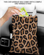 Car Garbage Can, Car Trash Bag, Car Garbage Bag, Hanging Car Trash Can for Car Accessories, Vehicle, Travelling, Camping, Cute Car Back Seat Organizer, Classic Leopard