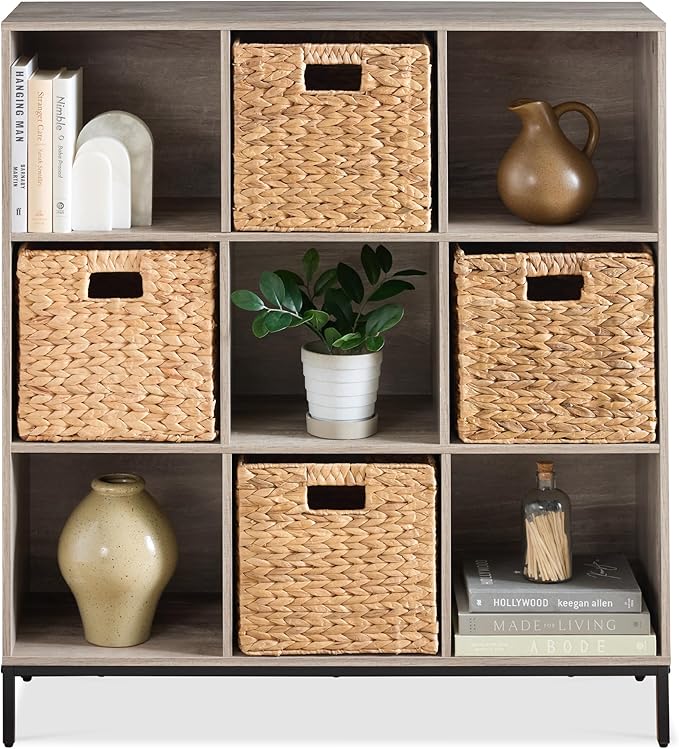 Best Choice Products 9-Cube Bookshelf, 3-Tier Wood Storage Bookcase W/Legs, 11in Shelf Opening, Cube Organizer, Living Room, 