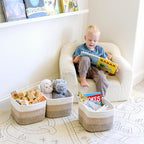 NaturalCozy Storage Cubes 9”x9”x7”Cotton Rope Woven Baskets for Organizing 3-Pack | 9 Inch Cube Storage Bin | Small Basket fo