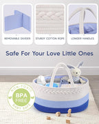 Maliton Baby Diaper Caddy Organizer, Cotton Rope Diaper Caddy Basket, Large Storage Basket for Newborn Boys and Girls, Gift f