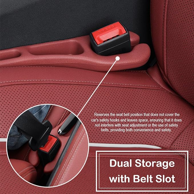 Car Seat Gap Filler, Auto Seat Gap Organizer Dual Storage Slot with Phone Holder, Universal Car Seat Catcher Accessories Plug Strip Fit Car SUV Truck, Fill the Space in Between Seat and Console, Red