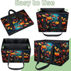 Reusable Grocery Bags Heavy Duty Shopping Bags Foldable Large Tote Bags with Long Handles & Hard Bottom