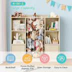 EXPERLAM Toy Storage Organizer with Stuffed Animal Storage, Wooden Toy Organizer & Stuffed Animal Zoo, 6 Cubes Shelf with Rem