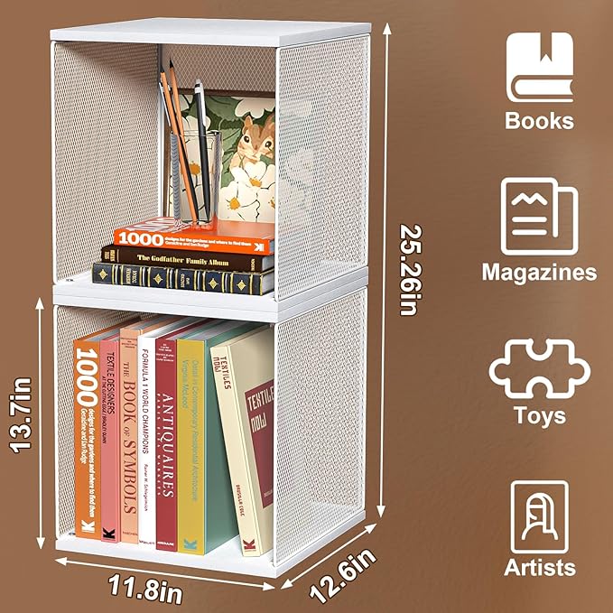 Dmevkic 2 Cube Organizer Bookshelves DIY Variable Stackable Cube Storage Organizer for Kid Bedroom,Living Room,Small Bookshel