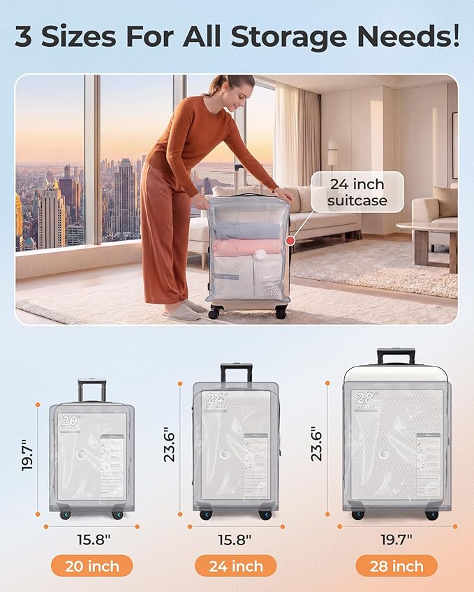 BAGSMART Vacuum Storage Bags with Portable Pump, Travel Space Saver Bags for Clothes, Heavy Duty Compression Bags for Storage