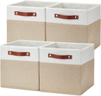 Temary Fabric Storage Cubes Bins, 11 inch Cube Storage Baskets, Foldable Cube Bins Set with Handles, Decorative Storage Boxes