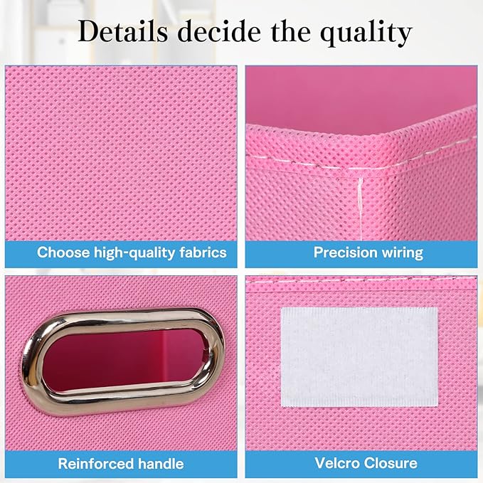 STOREONE Fabric Storage Cube Bins Foldable Organizer Container Collapsible Basket with Lids and Metal Handles, for Home, Bedr