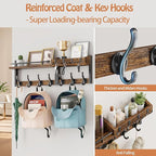 29 inch Coat Rack Wall Mount with Shelf, Set of 2 Entryway Wall Shelf with Hooks, Heavy Duty Coat Hanger Wall Mount with Key 