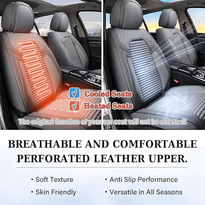 Coverado Car Seat Covers Full Set, Leather Seat Covers for Cars, Automotive Seat Cover Car Accessories Universal Fit for Most