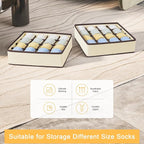 Joyoldelf Sock Drawer Organizer Divider Underwear Organizer 16-cell Fabric Dresser Drawer Organizers Storage Boxes for Socks 