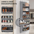 Mefirt 16-20 Pairs Over the Door Shoe Organizer, Clear Pockets Shoe Rack for Closet Door, Hanging Shoe Rack for Boots, Behind