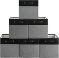 FinishingBo 13 x 13 Inch Fine Linen Storage Bins with Handles，Fabric Cube Boxs，Basket Organizers for Shelves for Home, Closet
