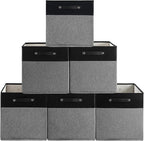 FinishingBo 13 x 13 Inch Fine Linen Storage Bins with Handles，Fabric Cube Boxs，Basket Organizers for Shelves for Home, Closet