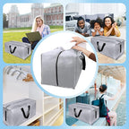 HOMESURE 4 Pack Large Strong Bags with Zippers & Carrying Handles - Water-Resistant - Heavy Duty Storage Tote for Space Savin
