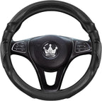 HighnessHwoo 3D Car Steering Wheel Cover Comfort Grip Massage Sporty Anti-Slip Carbon Fiber Faux Leather for Sedan SUV, Unive