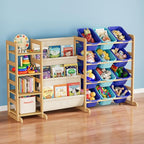 SpaceAid 3-in-1 Toy Storage Organizer with 4 Shelves and 12 Bins, Toy Organizers Storage 3-Tier Bookshelf, Kids Bin Shelf Box