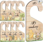 8PCS Classic Winnie Baby Closet Dividers for Newborn, the Pooh Baby Nursery Decor Wooden Hanger, Winnie Clothes Dividers for 