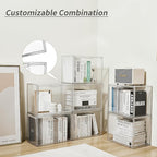 LXLXXL Cube Storage Organizer Acrylic Book Case Display Case Box Stackable Book Storage Containers With Magnetic Door Clear P