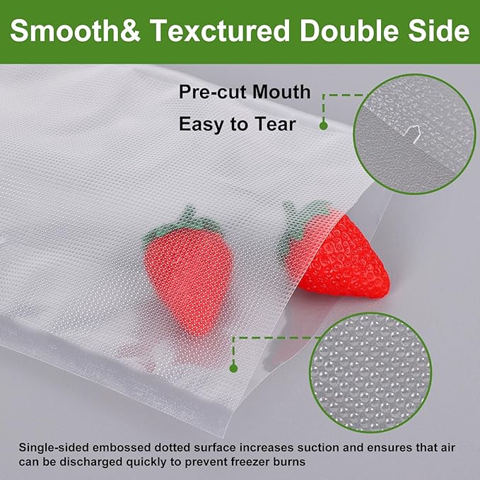 [2025 Upgraded]Moretoes Vacuum Sealer Bags, 30 Gallon 11"x 16"and 70 Quart 8"x 12"and 50Pint 6"x 10"Food Saver Bags BPA Free,