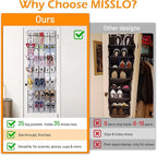 MISSLO 35 Large Pockets Over The Door Shoe Organizer Sturdy Oxford Fabric Hanging Shoe Rack for Door Mesh Closet Shoe Holder 