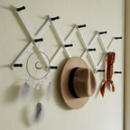 SKOLOO Hat Rack for Wall with 14 Hooks, Solid Wooden, Modern, Expandable Coat Rack Wall Mount for Coats, Hats, Bags, Baseball