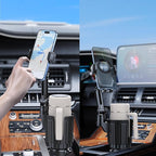Cup Holder Phone Mount, 2 in 1 Universal Cup Holder Expander with Long Arm 360°Rotation Cup Phone Holder for Car Fits All 4-7