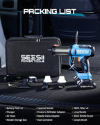 SEESII 3-in-1 Tire Inflator: Portable Air Compressor & Car Vacuum Cordless & Led Work Light with 2×2000mAh Batteries, 21V Tire Air Pump 150PSI w/Digital Gauge+Auto-Shutoff for Ball/Bike/Car/Home