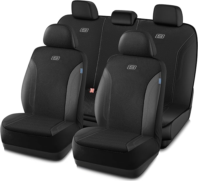 Skechers Car Seat Covers, Work Leather Seat Covers 5-Times Stronger Built-in Webbing, Oxford Fabric Seat Cover Full Sets, Air