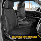 Cat® Edge Deluxe Car Seat Covers for Front Seats - Premium Black Faux Leather Seat Covers for Cars with Universal Fit, Rugged