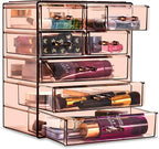 Sorbus Acrylic Makeup Organizer Set, 6-Drawer Vanity & Countertop Cosmetic Storage with Small & Wide Drawers, Bronze Glow Mak