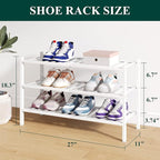 Smiry Bamboo Shoe Rack for Closet, 3 Tier Wooden Stackable Shoe Organizer, Free Standing Shoes Storage Shelf for Entryway, Fr