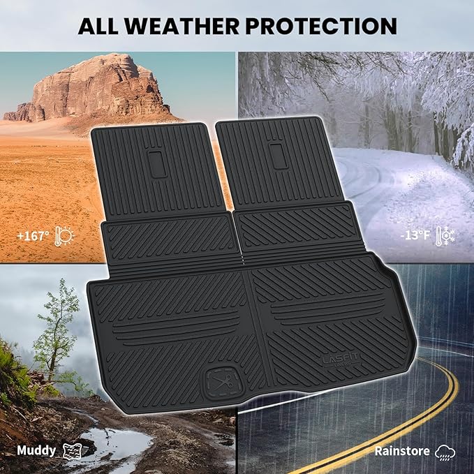 LASFIT Cargo Mat & Backrest Mat (3 Pieces) for Mercedes Benz GLS 450/580 /63 AMG 2026 2025 2024 2023 2022 2021 2020, All Weather TPE Cargo Liner Custom Fit GLS 2020-2026 Trunk Mat with Seatback