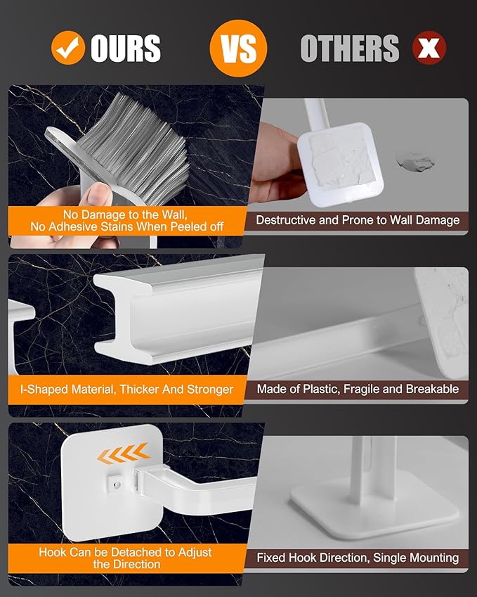 Hat Rack for Hat Storage (6-Pack), Multi-Purpose Hat Organizer, Strong Adhesive Hat Hooks for Wall Hat Organizer for Baseball