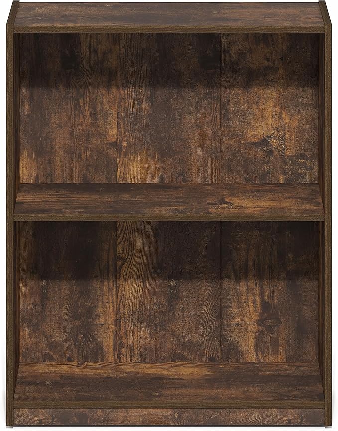Furinno Gruen Book Shelf, 2-Tier Small Bookshelf, Bookcase with Open Shelf, 9.3 x 21.8 x 27, for Organization and Storage, fo