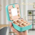 Neveika Jewelry Box with Mirror,Small Jewelry Organizer Box，Travel Jewelry Case for Women，Gift Jewelry Boxes for Female Girls