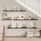 Fun Memories 40 Inch Floating Shelves for Wall - Wall Shelves with Lip Set of 4 - Nursery Bookshelf for Storage - Picture Led