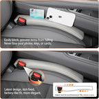 Car Seat Gap Filler - 2 Pack Premium Leather Console Blockers for Cars, Trucks & SUVs - Adjustable 1.4-2.4 Inch Width - Prevents Items Falling Between Seats (Grey)