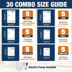 HIBAG Vacuum Storage Bags with Electric Pump, Vacuum Seal Bags for Clothing, Pillows, Blanket Bedding Comforters, 30 pack