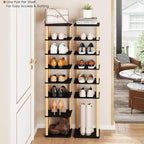 LUCKNOCK Vertical Shoe Rack, 8-Tier Tall Narrow Shoe Organizer for Entryway, Closet, Dorm & Small Spaces, Freestanding Wooden