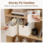 StorageWorks Narrow Storage Baskets for Shelves, Small Storage Bins, Fabric Storage Bins with PU Handle, Ideal for Clothes, U
