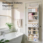 Ultra-Thin 5 Tiers Over the Door Organizer Hanging with 10 Side Pocket for Narrow Gaps,44lbs Behind the Door Storage Closet B