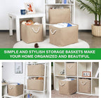 Bidtakay Fabric Storage Baskets for Shelves 3 Pack Large Storage Bins for Organizing Linen Collapsible Organizer for Closet-F