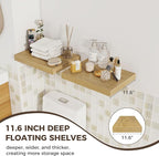 Fun Memories 12 Inch Deep Floating Shelves, 16 x 12 Wooden Wall Shelves, Extra Deeper & Thicker Rustic Wall Mounted Storage S