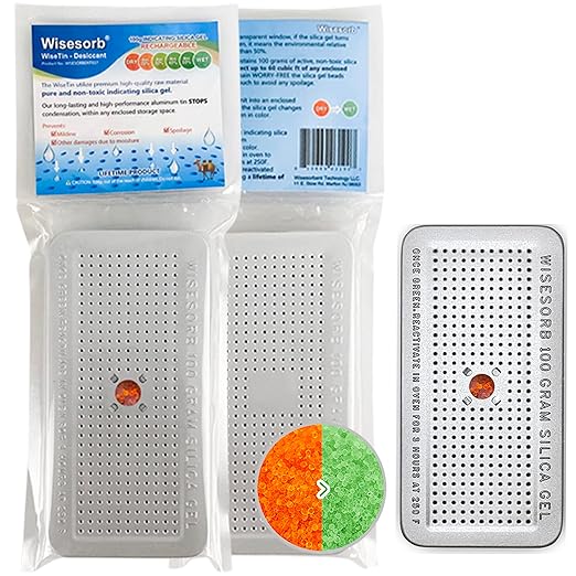 100 Gram 30 Pack Indicating Silica Gel Canister, Gun Safe Dehumidifier (Orange to Green), Reusable Desiccant Canister