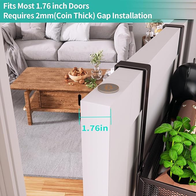 HapiRm Over The Door Hanger with Coat Hooks and 2 Baskets, Rustproof & Waterproof Over The Door Hooks, Storage Organizer for 
