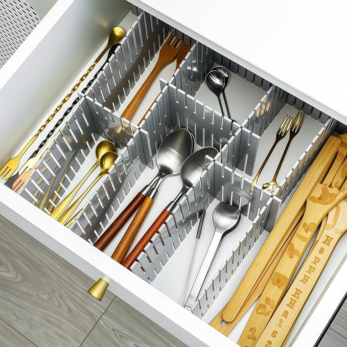 Blosssound 15 Pcs 5.12 Tall Drawer Divider Adjustable Drawer Organizer DIY Ultra Deep Storage Organizer Separator with Fixed 