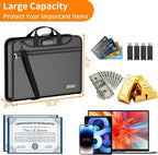 Fireproof Accordion File Organizer with Lock, Water Resistant Expanding File Folder with Shoulder Strap, Important Document O