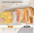 Gewudraw Heavy Duty Clothes Rack Load 630 lbs, Metal Rolling Clothing Rack With Sturdy Wheel And Shelves, Adjustable Portable